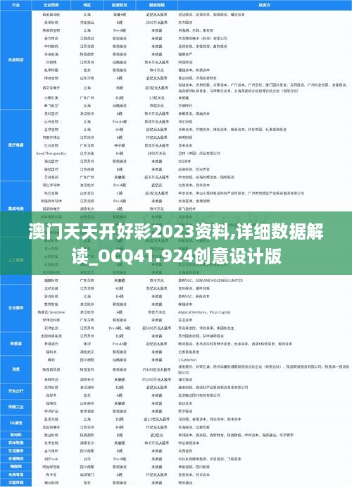 澳門天天開好彩2023資料,詳細數據解讀_OCQ41.924創意設計版