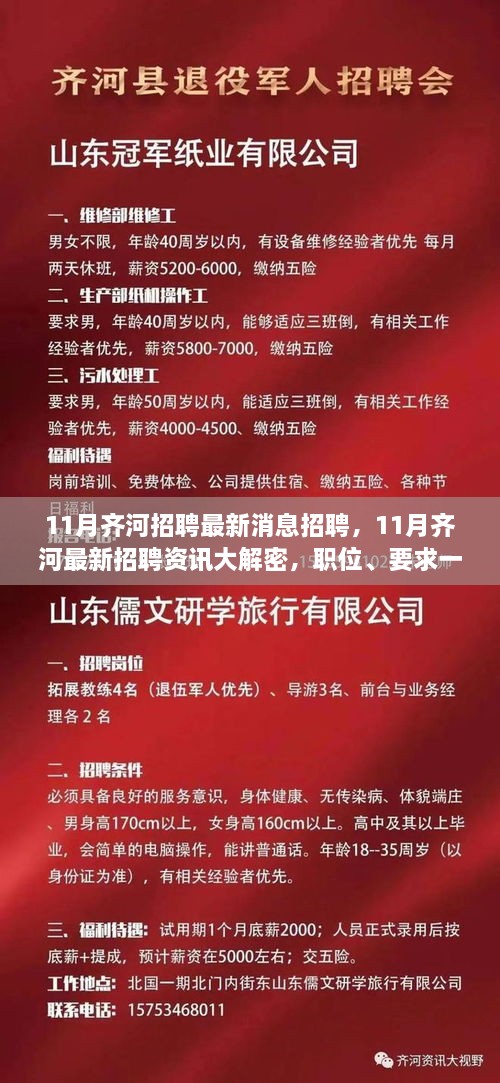 揭秘11月齊河最新招聘資訊，職位、要求一網打盡