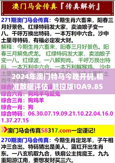 2024年澳門特馬今晚開碼,精準數據評估_觸控版IOA9.85