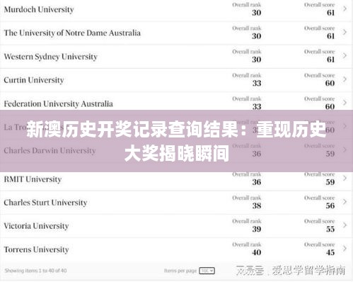 新澳歷史開獎記錄查詢結果：重現歷史大獎揭曉瞬間
