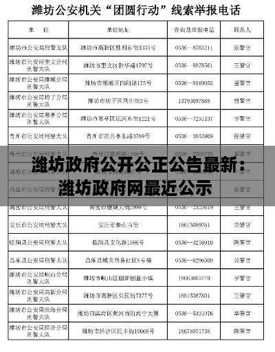 濰坊政府公開公正公告最新：濰坊政府網最近公示 
